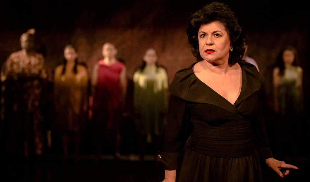 Rosalba Martinni with the ensemble in the background. Stage photo.